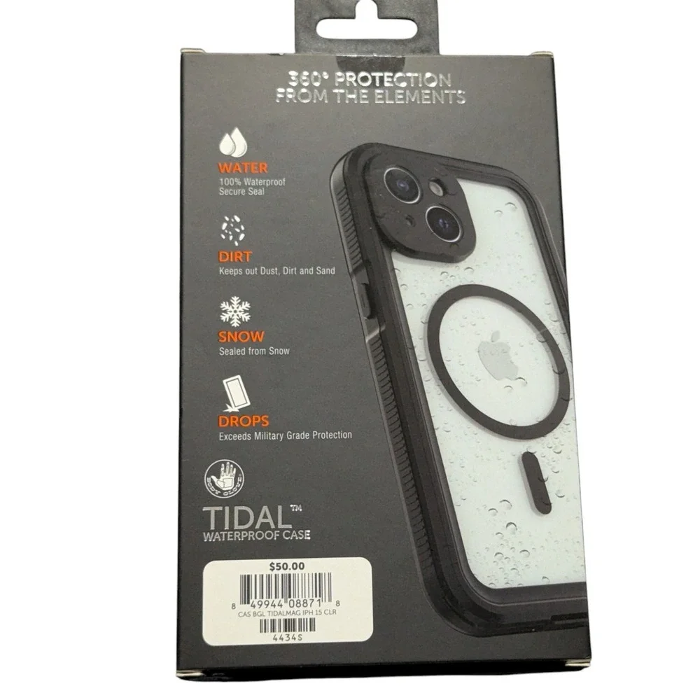 J7. Body Glove Tidal Waterproof Case with Magsafe- iPhone 15 (ONLY)  Black/Clear
